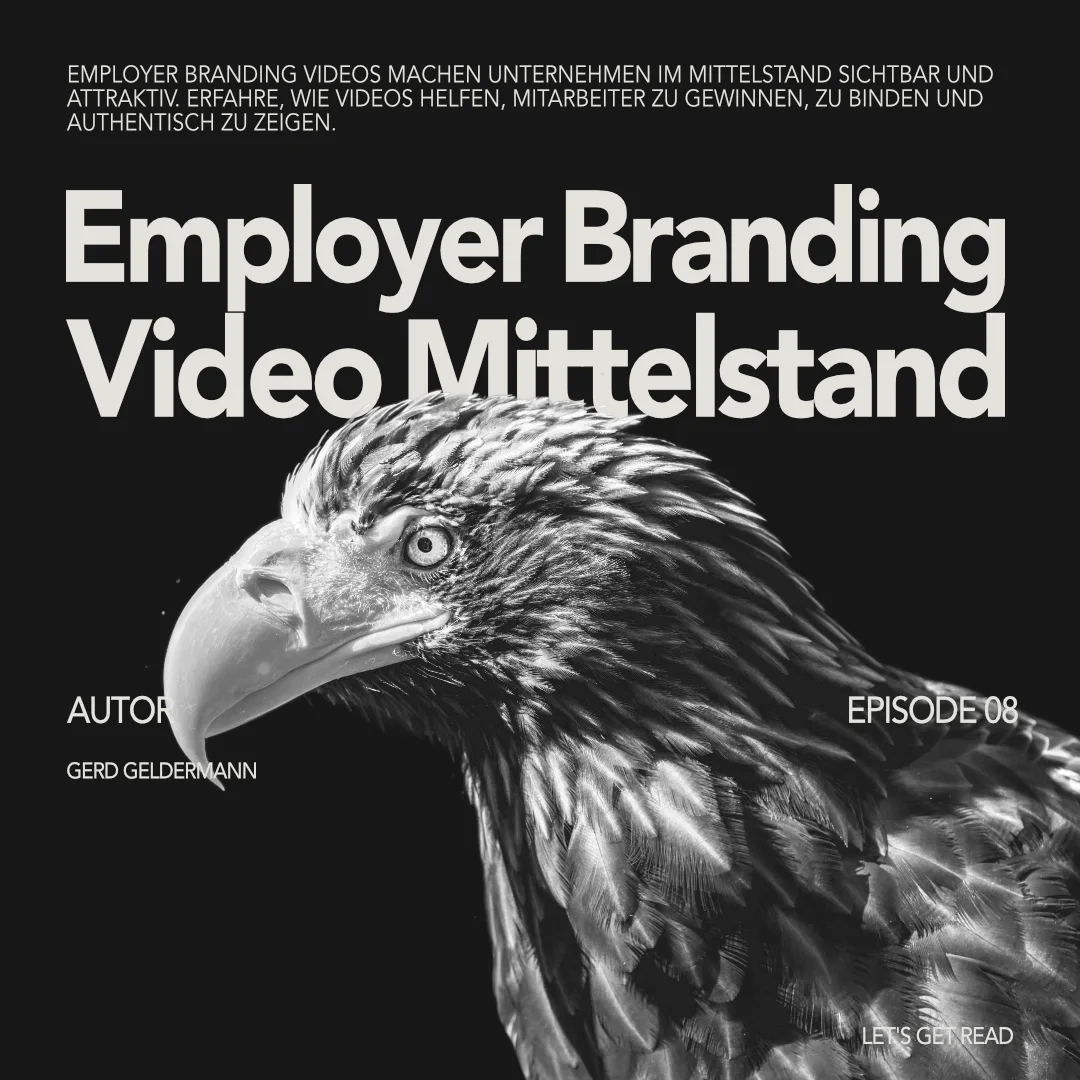 Home Titelbild Blogbeitrag „Employer Branding Video für Mittelstandsunternehmen.“ mit Adlerkopf auf schwarzem Hintergrund.