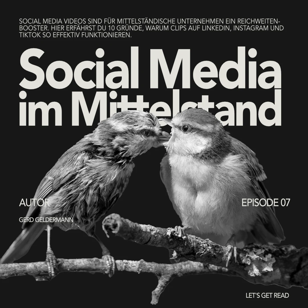 Home Social Media Video für Mittelstandsunternehmen mit zwei Vögeln auf schwarzem Hintergrund.