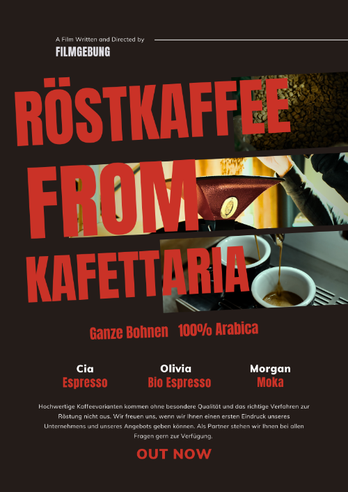 Schriftzug „Röstkaffee from Kafetteria“ von Kafetteria mit Bildern von frischem Kaffee.